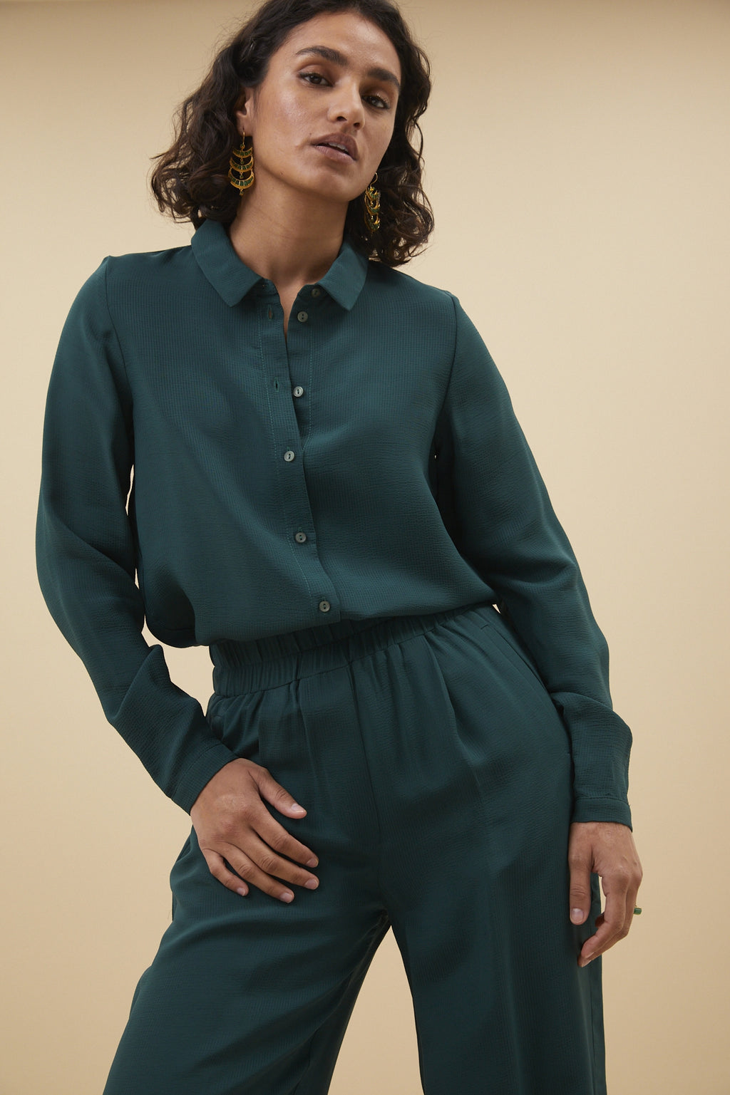 Blouses lange mouw groen by-bar