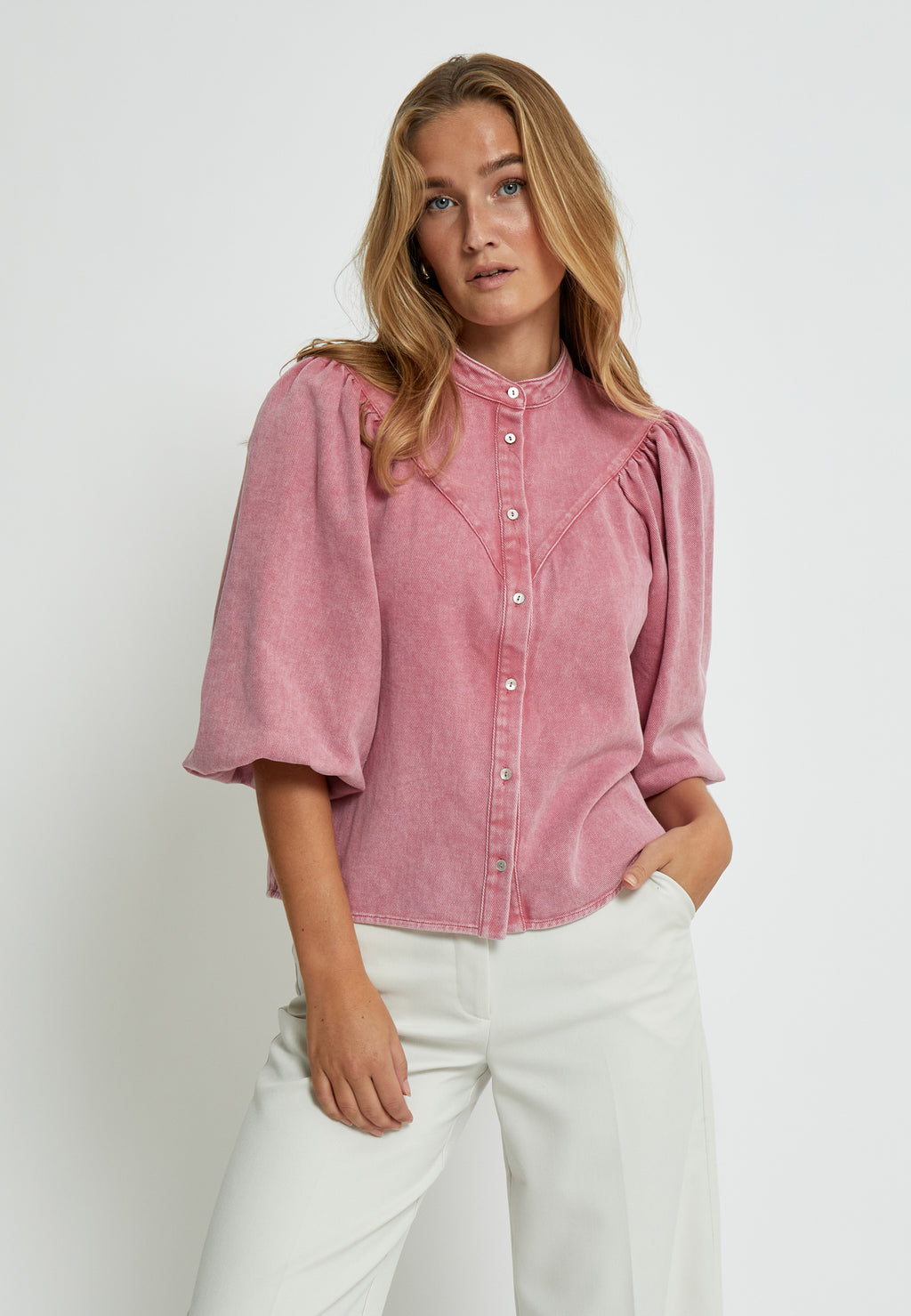 Blouses lange mouw roze Minus