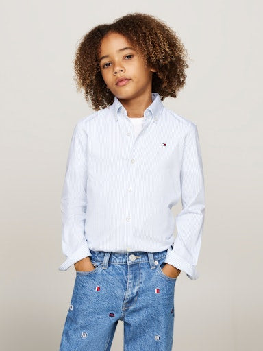 Hemden lange mouw blauw Tommy Hilfiger