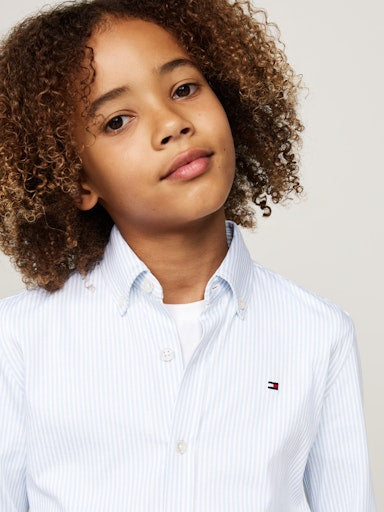 Hemden lange mouw blauw Tommy Hilfiger