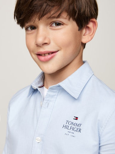 Hemden lange mouw blauw Tommy Hilfiger