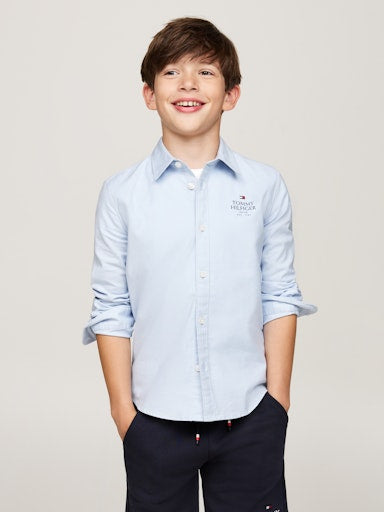 Hemden lange mouw blauw Tommy Hilfiger