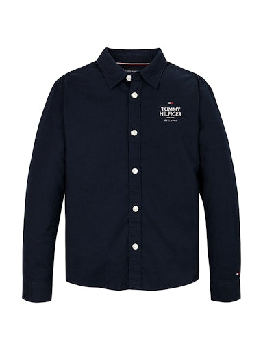 Hemden lange mouw navy Tommy Hilfiger
