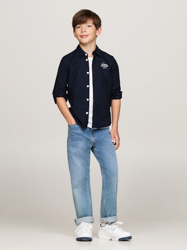 Hemden lange mouw navy Tommy Hilfiger