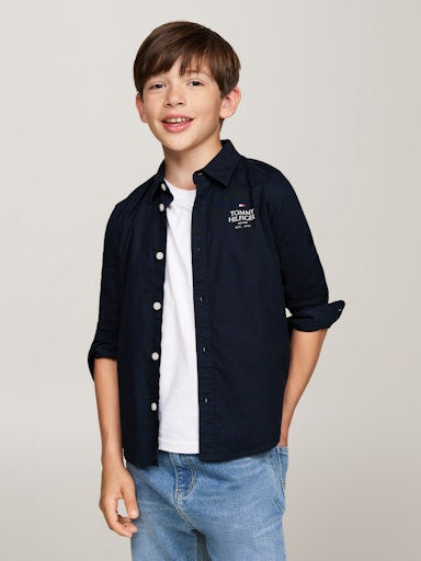 Hemden lange mouw navy Tommy Hilfiger