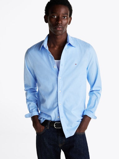 Hemden lange mouw blauw Tommy Hilfiger