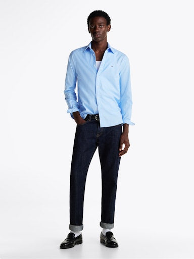 Hemden lange mouw blauw Tommy Hilfiger