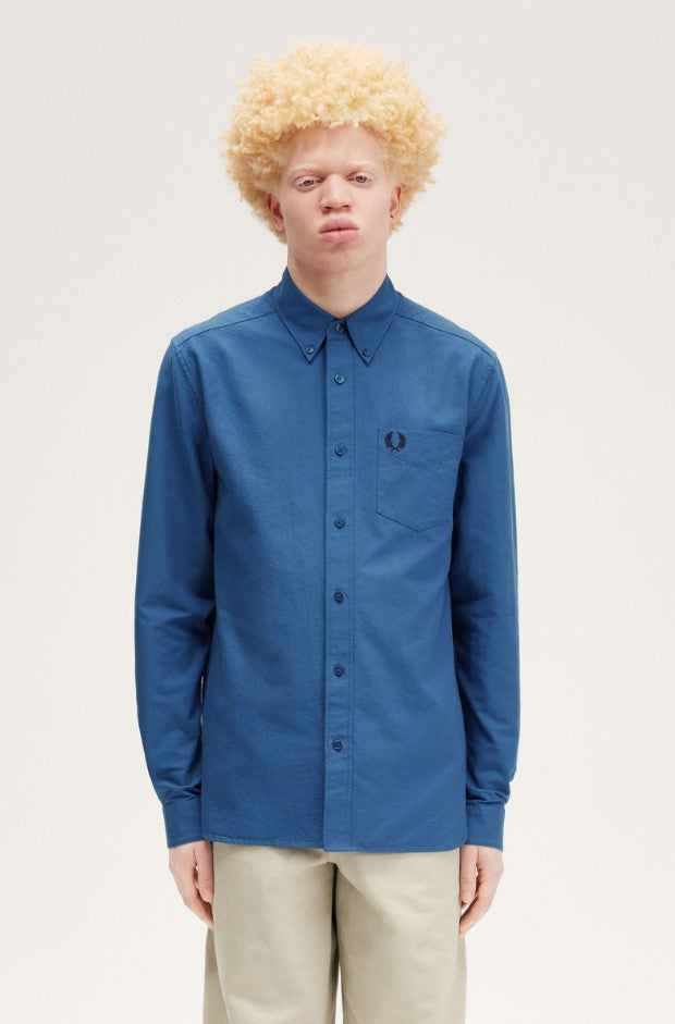 Hemden lange mouw navy Fred Perry