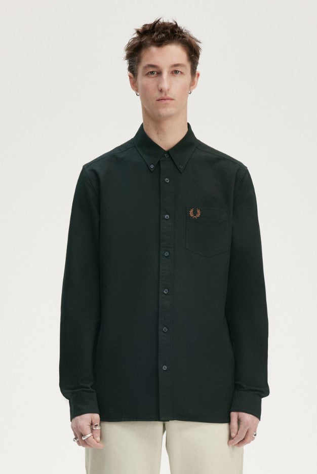 Hemden lange mouw groen Fred Perry