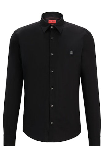 Hemden lange mouw zwart HUGO RED