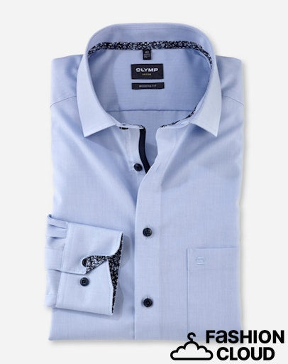Hemden lange mouw blauw OLYMP