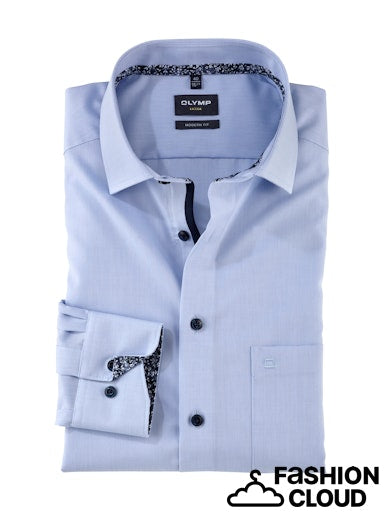 Hemden lange mouw blauw OLYMP