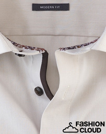 Hemden lange mouw beige OLYMP