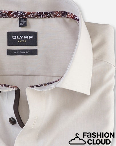Hemden lange mouw beige OLYMP