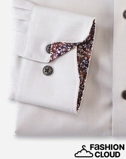 Hemden lange mouw beige OLYMP