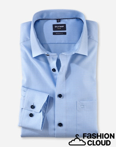 Hemden lange mouw blauw OLYMP