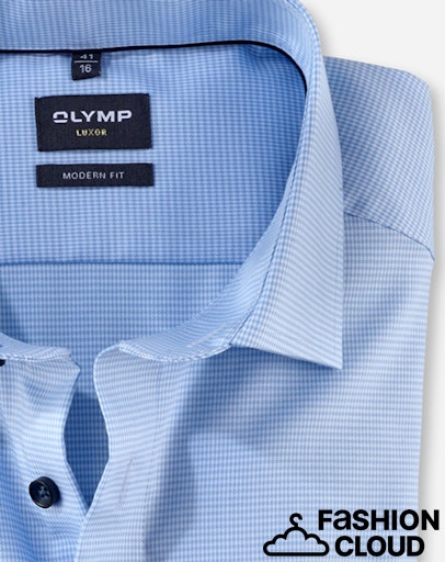 Hemden lange mouw blauw OLYMP