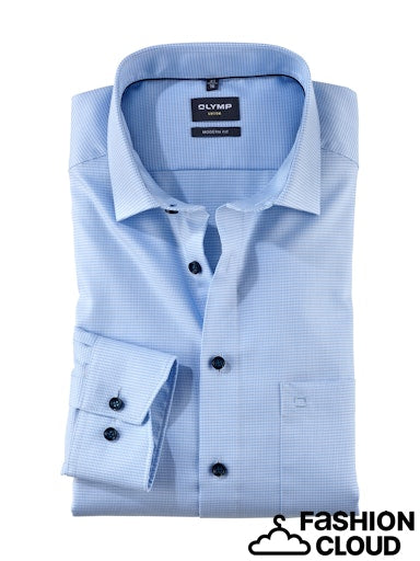Hemden lange mouw blauw OLYMP