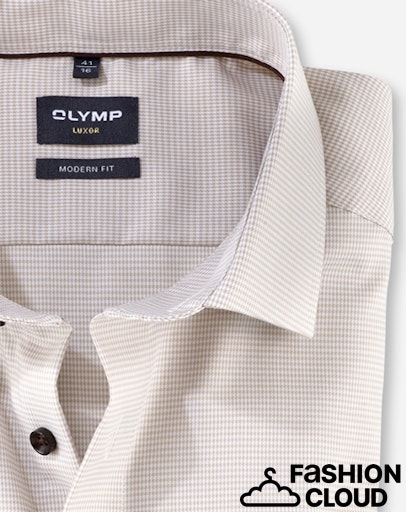 Hemden lange mouw beige OLYMP