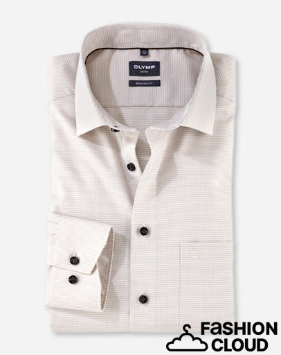 Hemden lange mouw beige OLYMP
