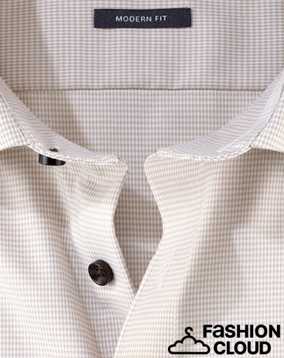 Hemden lange mouw beige OLYMP