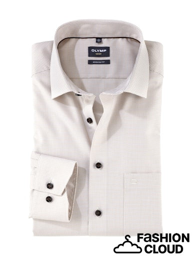 Hemden lange mouw beige OLYMP