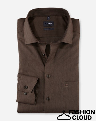 Hemden lange mouw bruin OLYMP