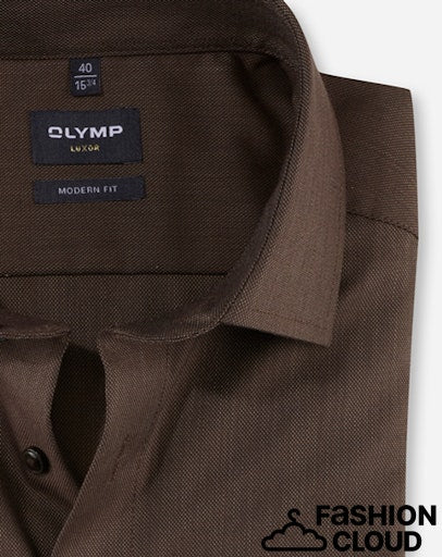 Hemden lange mouw bruin OLYMP