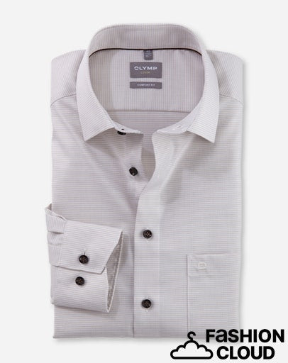 Hemden lange mouw beige OLYMP