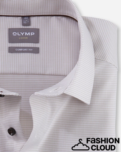 Hemden lange mouw beige OLYMP