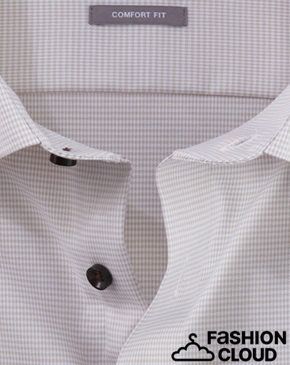 Hemden lange mouw beige OLYMP