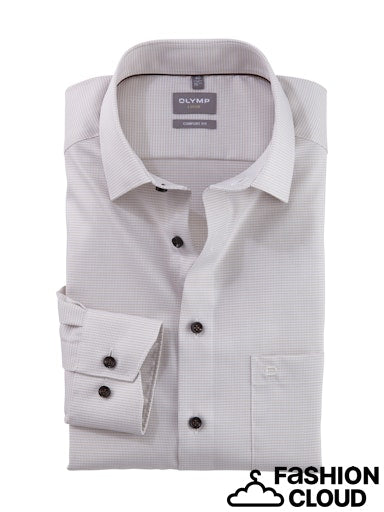 Hemden lange mouw beige OLYMP