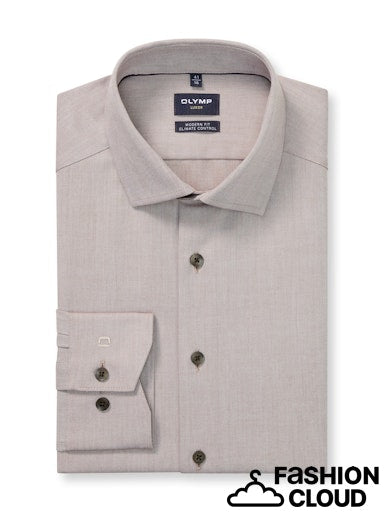 Hemden lange mouw bruin OLYMP