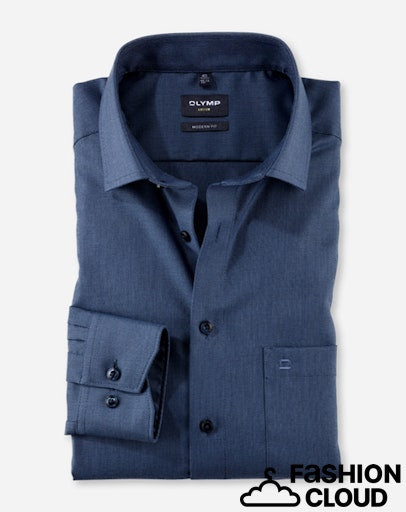 Hemden lange mouw blauw OLYMP