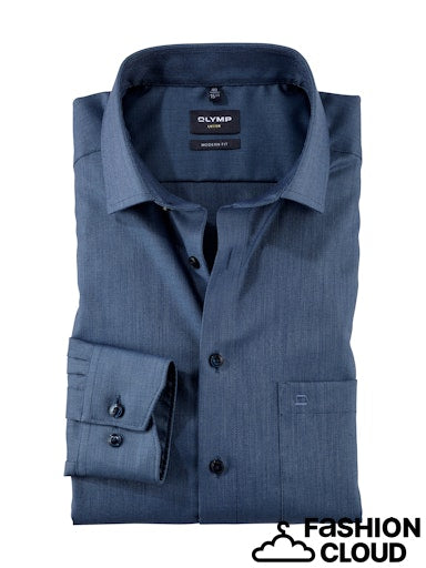 Hemden lange mouw blauw OLYMP
