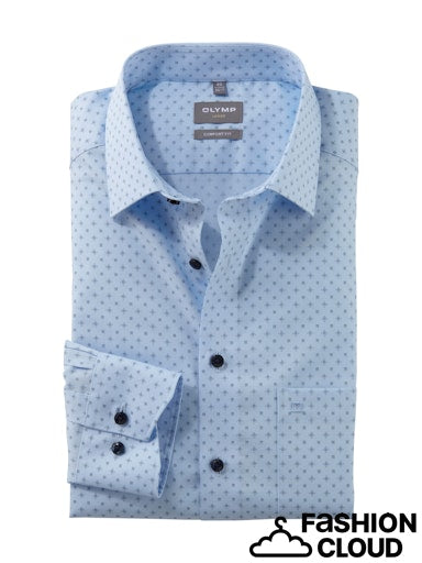 Hemden lange mouw blauw OLYMP
