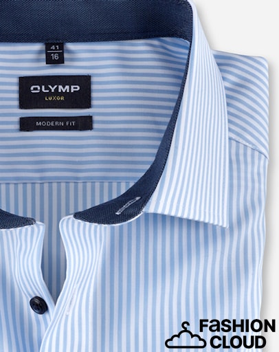Hemden lange mouw blauw OLYMP