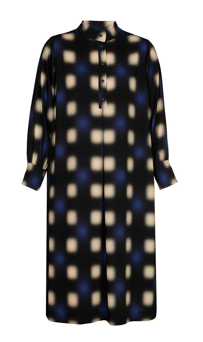 Jurken lange mouw blauw Xandres Gold