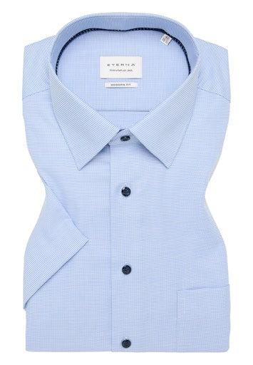 Hemden korte mouw blauw ETERNA