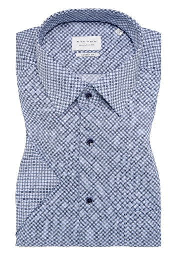 Hemden korte mouw blauw ETERNA
