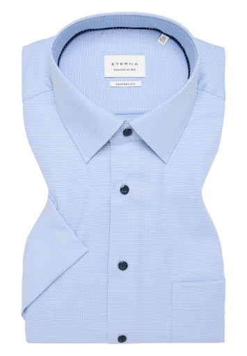 Hemden korte mouw blauw ETERNA