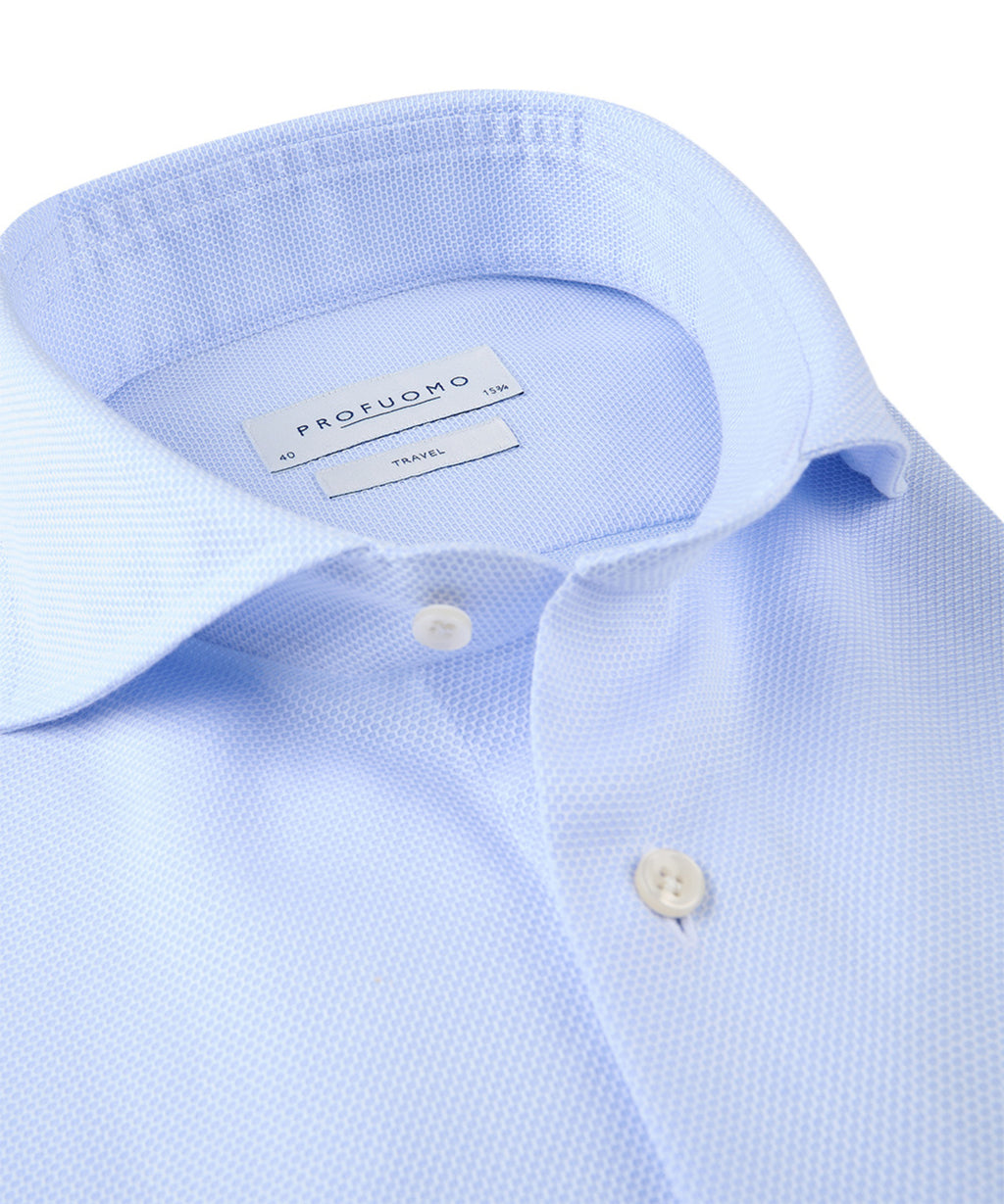 Hemden lange mouw blauw Profuomo