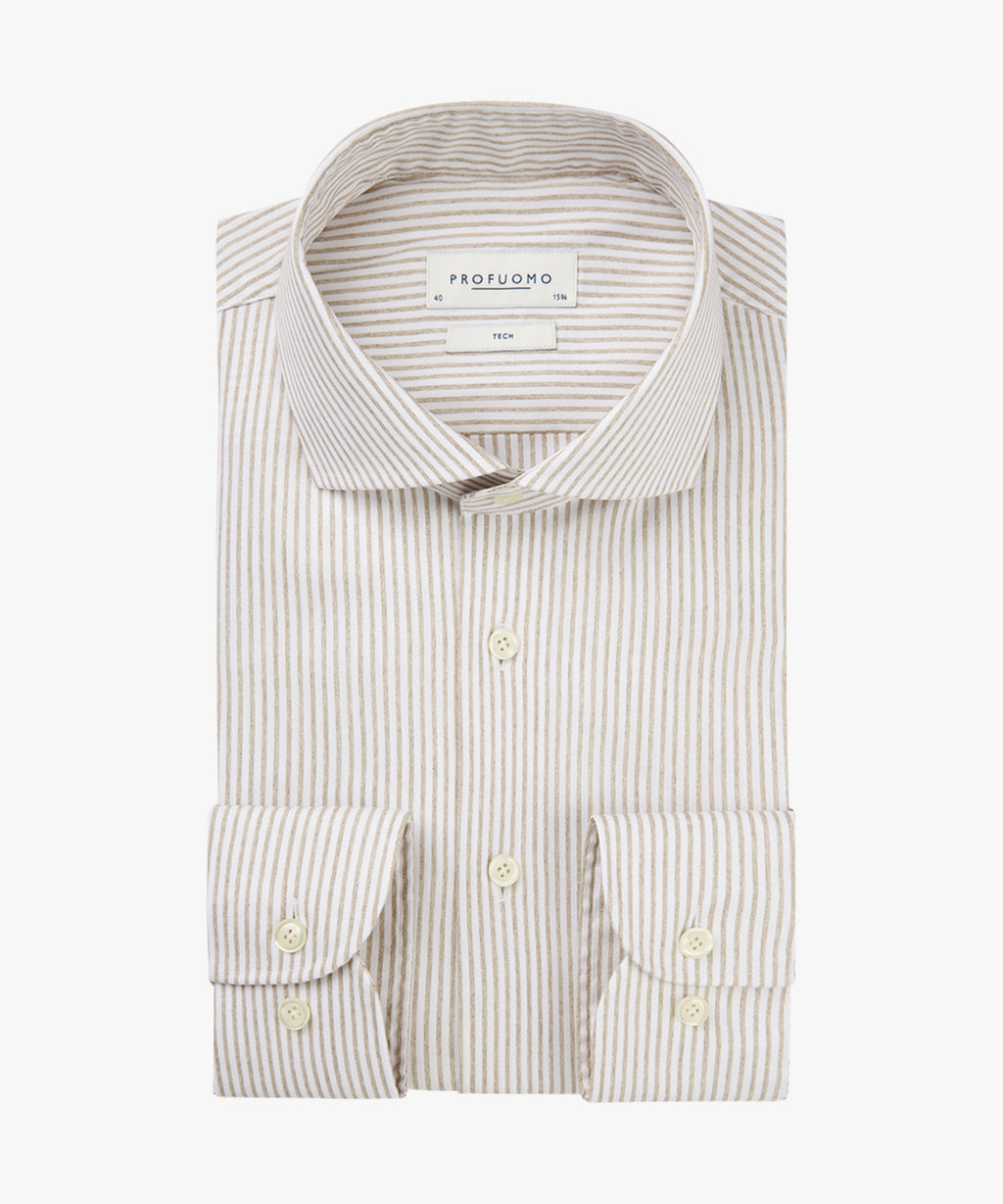 Hemden lange mouw bruin Profuomo