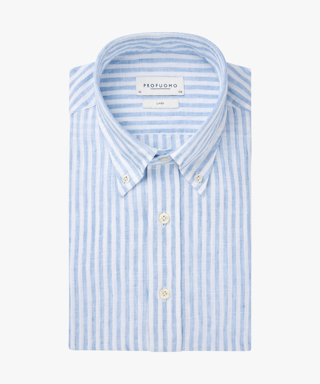 Hemden lange mouw blauw Profuomo