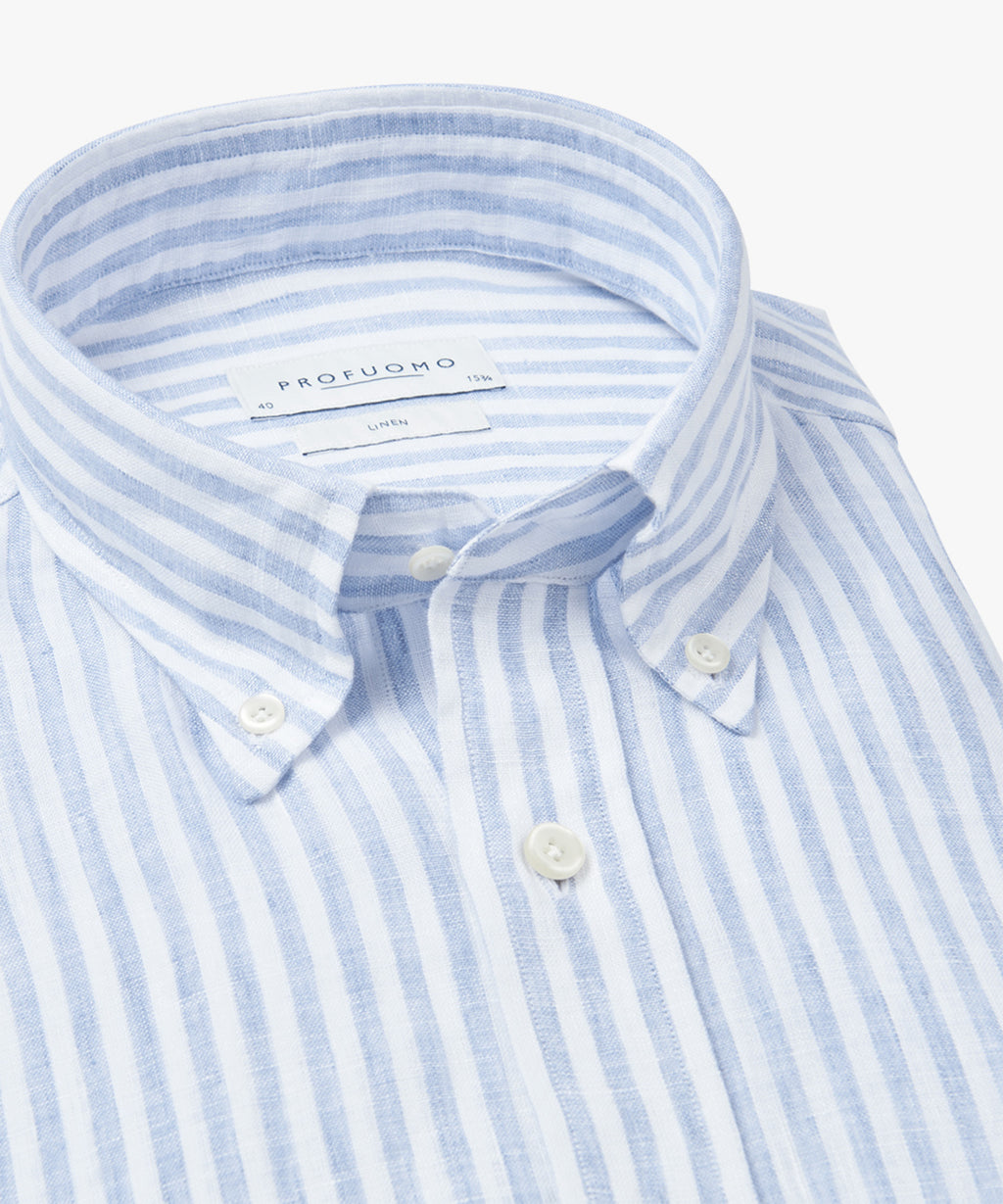 Hemden lange mouw blauw Profuomo