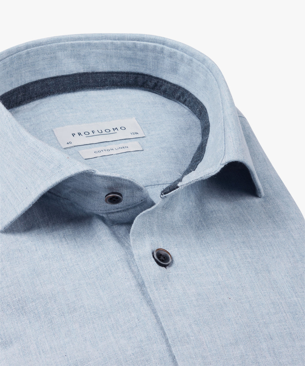 Hemden lange mouw blauw Profuomo