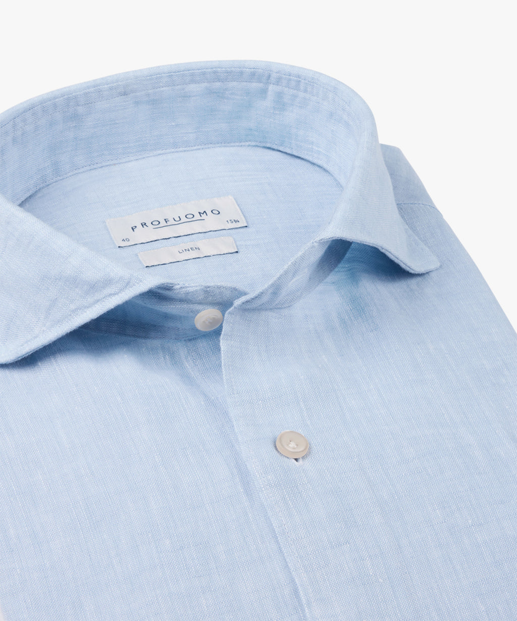 Hemden lange mouw blauw Profuomo