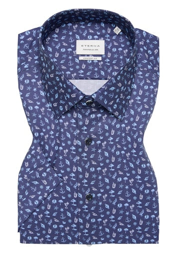 Hemden korte mouw blauw ETERNA