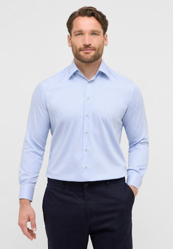 Hemden lange mouw blauw ETERNA
