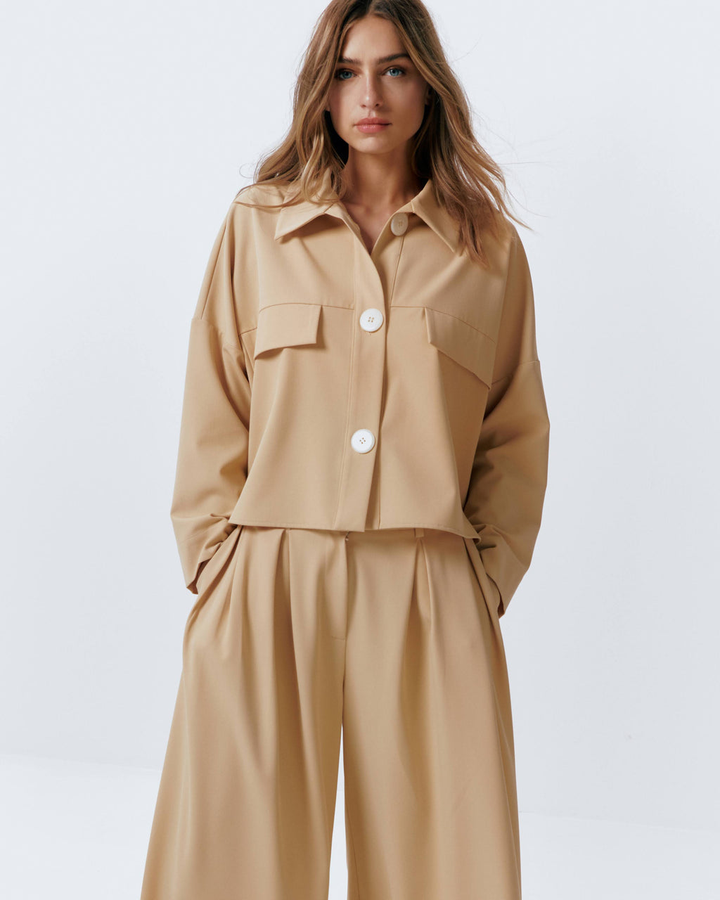 Blouses lange mouw beige Julia June